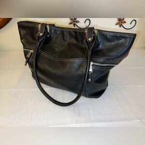 Tignanello Black Leather Tote Purse